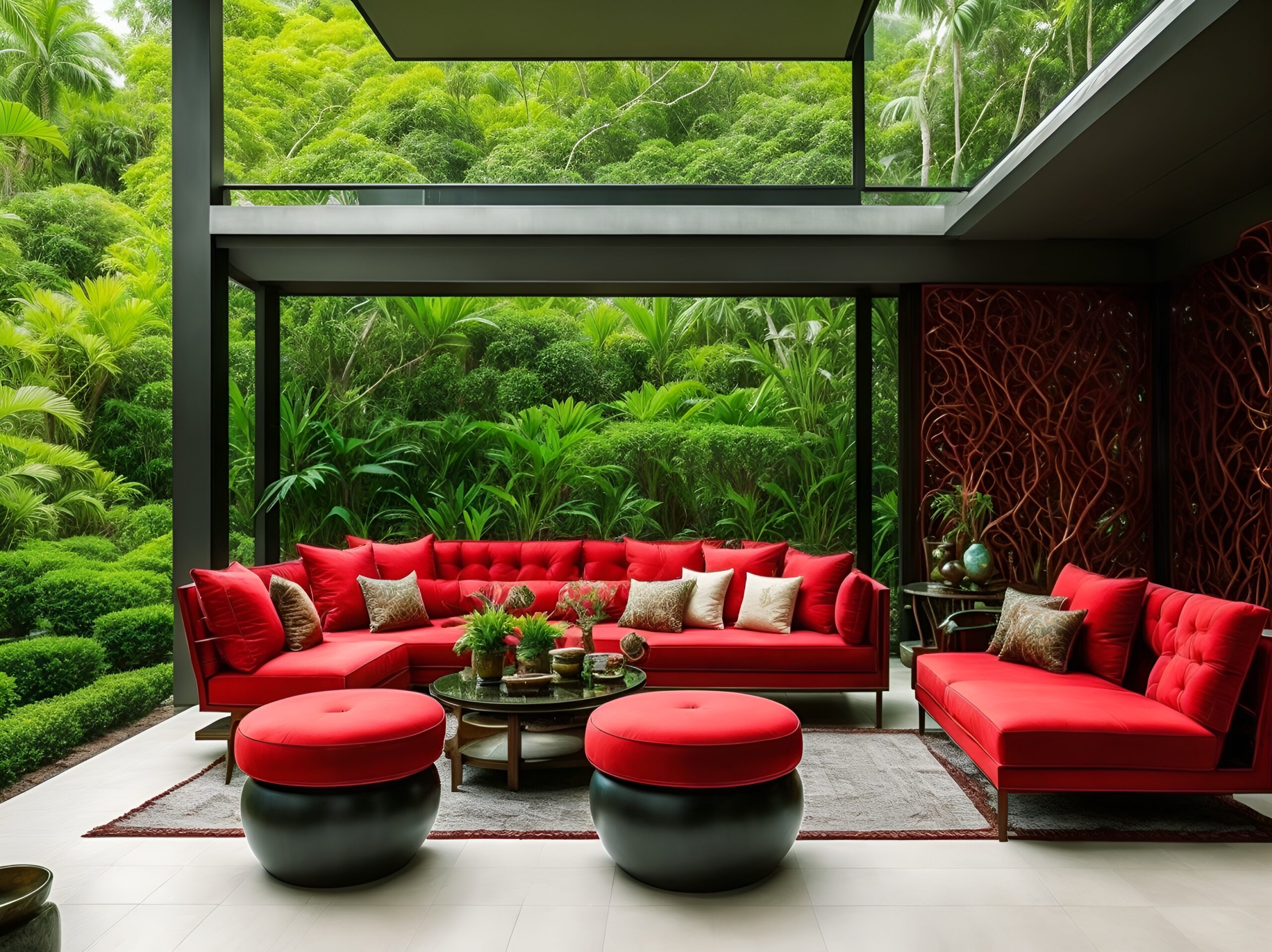 Purchasing a property to add your luxury red outdoor seating arrangement on a patio